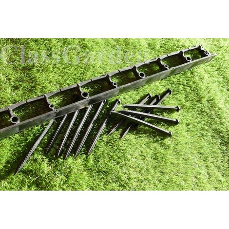 Classgarden – Bordure de jardin flexible 4 mètres – Pack de 4 bordures – Hauteur 4.5 cm – Matière plastique 100% recyclé – 10 piquets d'ancrage inclus