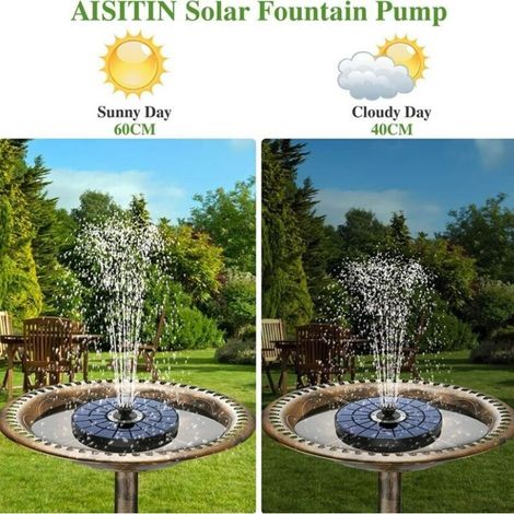 LED Fontaine Solaire Extérieure Flottante 3W Pompe Bassin Solaire avec Batterie, Lumières Colorées LED et 8 Buses, pour Exterieur Ja (1/3)