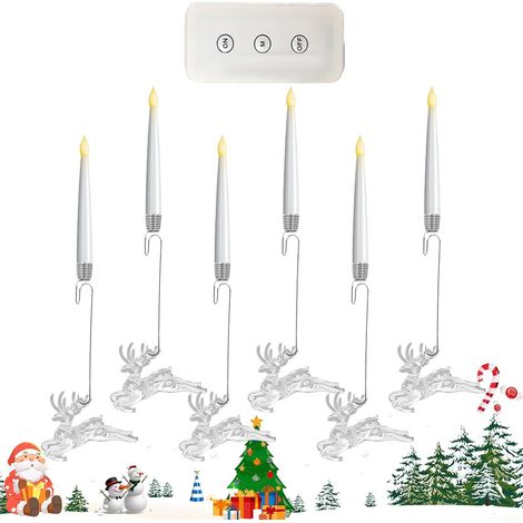 Bougies sans flamme pour sapin de Noël – Décorations de Noël, stalactites oiseaux volants, bougie LED avec minuterie à distance – pour cheminée, fenêtre, table, fête de mariage en intérieur (1/5)