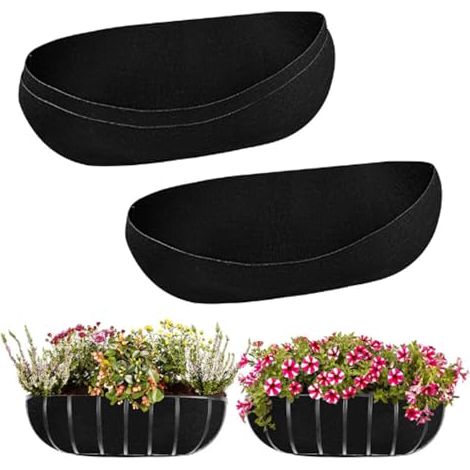 Set mit 3 länglichen, ovalen Vliesstoff-Einsätzen für Hängeampeln, Ersatz-Blumentöpfe, Balkonkästen für drinnen und draußen (61 cm Länge)