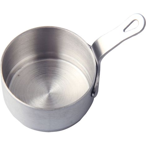Mini contenitore per salse in acciaio inox con manico, ideale per ristoranti, con una capacità di 50 ml (diametro 55 mm). (1/5)