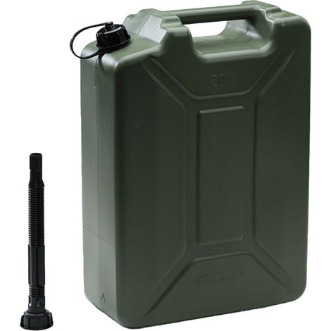 Kraftstoffkanister ideal als Benzinkanister und Dieselkanister verwendbar, Armeemodell grün 20 Liter - HDPE