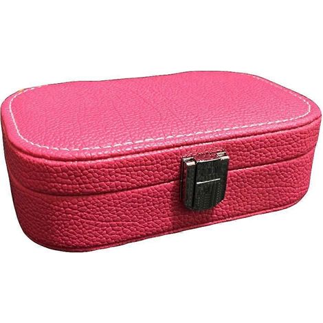 Boîte à bijoux portable avec miroir, étui de voyage en similicuir pour bagues et boucles d'oreilles, 15 x 10 x 5 cm (1/4)