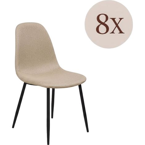Set di Sedie Zambrone, 8 Sedie, Imbottito, Effetto Corda, Beige