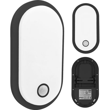 MACLEAN APPLIQUE MURALE LED AVEC CAPTEUR PIR, 10/15/18 W, IP65, 3000-6000 K (NOIR) MCE534 B