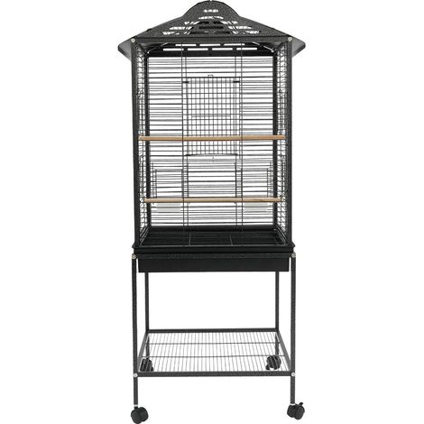 Gabbia per uccelli, modello autoportante, apertura superiore per un facile accesso, colore nero. (1/2)