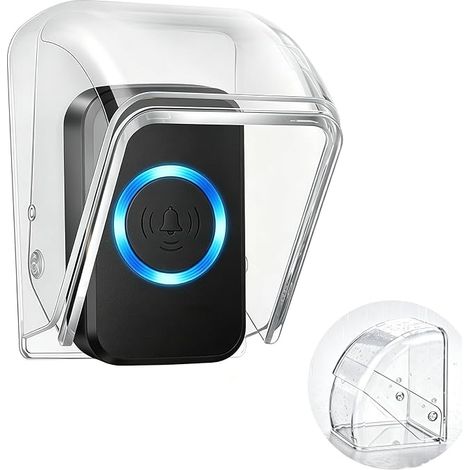 Cache Cloche Sonnette Extérieur Transparent, Protection Waterproof pour Sonnette sans Fil, Bouton de Porte, Boîtier avec Rabat Basculant, 9 x 6,4 x 6,8 cm (1/5)