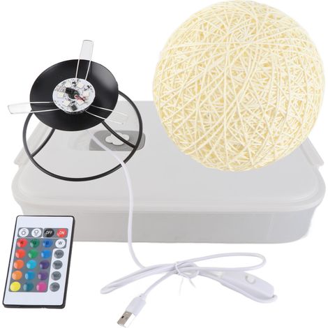 Ortviai Lampe de chevet LED 3 W en rotin tressé avec base métallique et télécommande – boule décorative pour chambre (1/4)