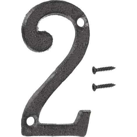 Nombres Et Lettres De Maison, 75mm En Fonte Métal Vintage Numéros D'Adresse Pour Extérieur, Numéro De Maison Solide Avec Vis Pour Appartement Bureau Hôtel De Chambre(Numéro 2) (1/5)