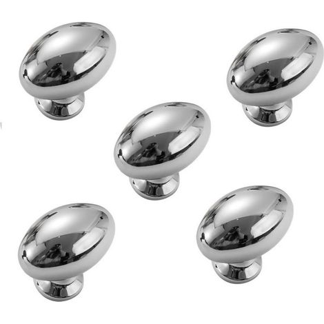 Pack of 1 Oval Cabinet Knobs - Drawer Knobs - Luxury Kitchen Furniture Handles - Zinc Alloy - Silver (1/5)