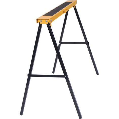 Lot de 2 Tréteaux Pliables Chevalets de Sciage avec Poignée Capacité 2x125kg en Métal, 99,5x48,5x78cm, Jaune CW6278 Maison Chic (1/5)