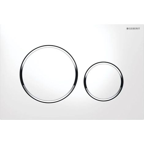 Plaque de commande WC Geberit Sigma20 – Déclenchement frontal – Double touche – Montage sans outil – Résistante aux rayures – Blanc chromé (1/4)