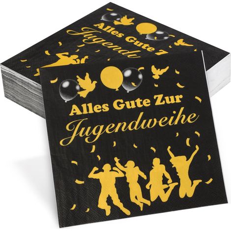 Lot de 50 serviettes de table décoratives pour adultes - Noir et doré (1/4)