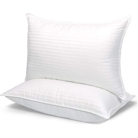 Set of 2 striped pillows, hotel-quality satin pillow with hollow fibers (1/5)