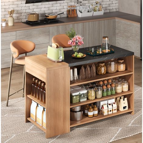 Mobile cucina isola con ripiani e cassetto 140x60 cm OKMYHOME (1/5)