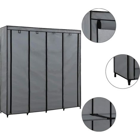 Kleiderschrank mit 4 Fächern Grau 175 x 45 x 170 cm