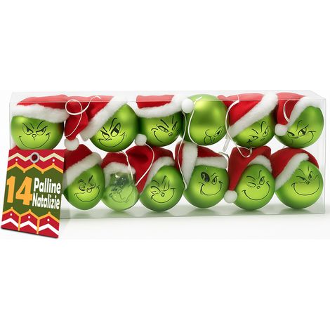 Set 14 Palline di Natale Pupazzo Verde da 5 cm Decorazione Palle Natalizie (1/3)