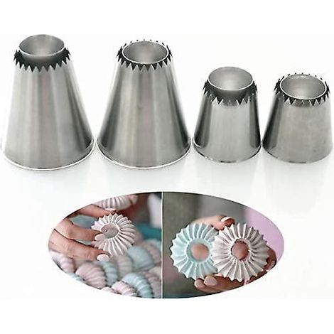4 Pices Grande Douille Patisserie Douilles Fleur  Gteaux Rutilisable En Acier Inoxydable Gouttes Douille De Dcorations Outils Set Pour Tarte Biscu (1/5)