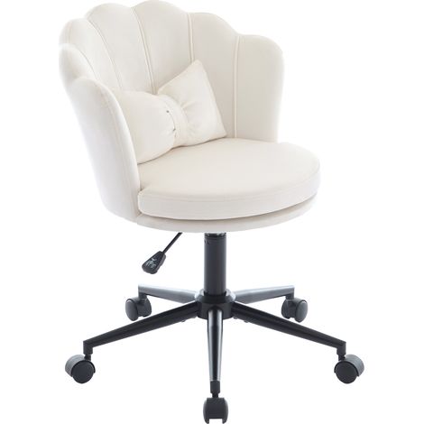Chaise de coiffeuse et de bureau au design moderne, dossier en forme de pétale, coussin lombaire en forme de papillon, réglable en hauteur, coussin d'assise moelleux. Convient au salon, à la chambre,  (1/5)