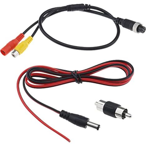 Câble 4 broches femelle vers RCA femelle avec adaptateur RCA mâle à mâle et câble d'alimentation 5,5x2,1 mm pour signaux audio/vidéo de caméra de surveillance CCTV (1/4)