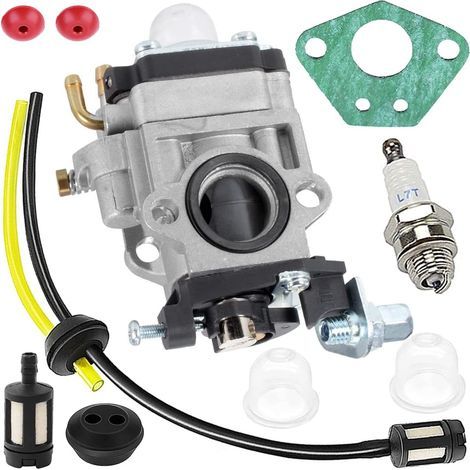 Carburateur de 15 mm pour moteur de tondeuse à gazon 52cc, 50cc, 49cc, 47cc, 43cc et 33cc, avec joint, bougie d'allumage et filtre à carburant, pour taille-haies, souffleur, coupe-bordures, motoculteu (1/5)