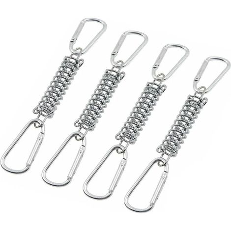 Boucle Ressort Tension Fixation Store - Voile D'ombrage Fixations Accessoires en Acier Inoxydable avec 4 Ressorts HéLicoïdaux 8 Mousquetons, 4 PCS (1/5)