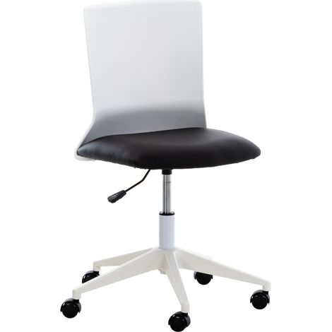Chaise de bureau sur roulettes moderne pivotante hauteur réglable plastique blanc et synthétique noir BUR10494