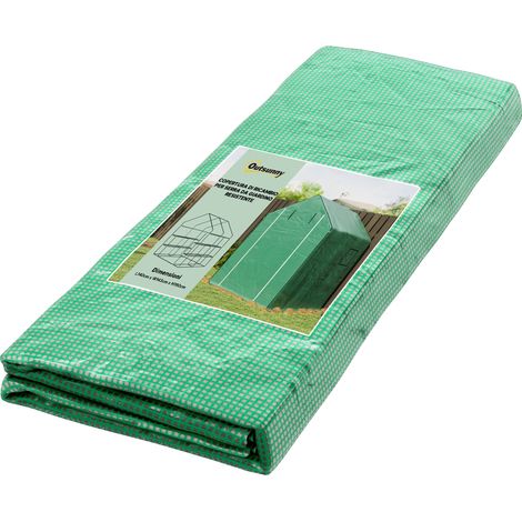 Gewächshausabdeckung aus Polyethylen – mit Scharniertür und -fenstern – 140 x 143 x 190 cm – Grün