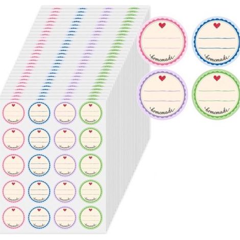 Étiquettes Autocollantes pour Bocaux de Confiture (600 Pièces) - Autocollants Ronds Amovibles de 38 mm - Autocollants Décoratifs 4 Couleurs (1/5)