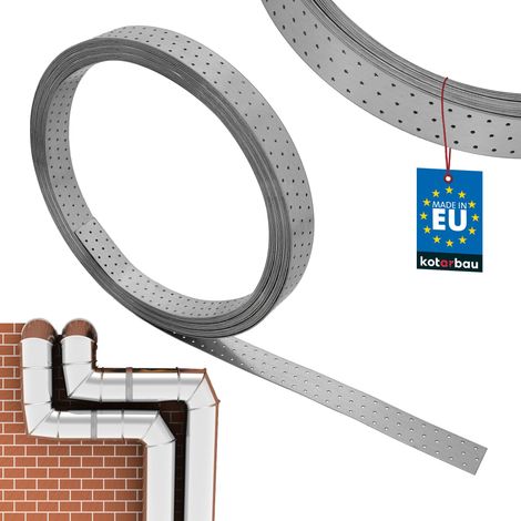 KOTARBAU®  Feuillard Perforé - Bande Perforée 60 x 2 mm - en Acier Galvanisé - L: 25 m - Sangle de Fixation en Acier Galvanisé - Ruban Métallique Perforé - Bande de Montage Perforée (1/4)