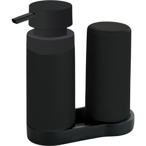Distributeur de savon 250 ml – Design noir élégant – Silicone anti-fuite – Pour cuisine et salle de bain – Pompe extra-large (1/5)