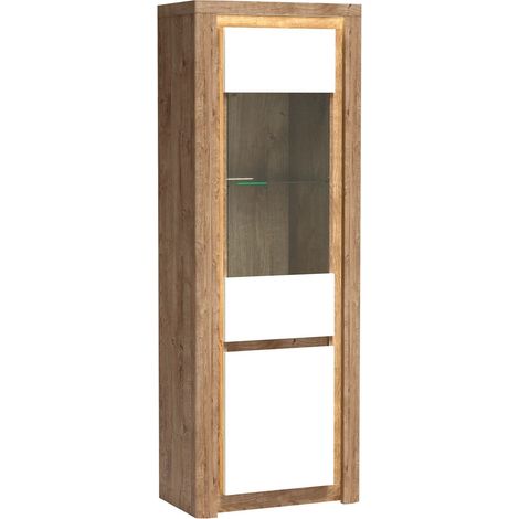 Estantería Etrmona 103 , Con puertas, Cerrable, Aglomerado laminado, Vidrio templado, Número de puertas: 2, Número de cajones: 0, 197x71x41cm, LED (1/5)