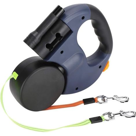 Laisse Double pour Chien Rétractable avec Deux Longs Cordons de 3 Mètres, Laisse pour Chien Double à 360 ° sans Enchevêtrement pour Promener Deux Chiens Jusqu'à 50 LB(Gris)-Fei Yu (1/5)
