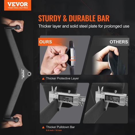 Barre de Tirage Musculation en V 58,5 cm, Accessoires pour Machine à Poulie en Acier Massif et Caoutchouc, Poignée de Tirage pour E… (1/5)