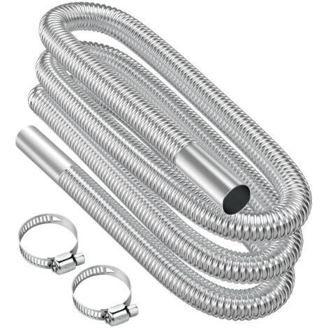 Tuyau d'échappement, 300cm Portable Flexible Tuyau d'échappement en Acier Inoxydable avec 2 Colliers en Acier IOnoxydable, Tuyau d'Echappement de Voiture(25mm) pour Chauffage Diesel Voiture (1/5)
