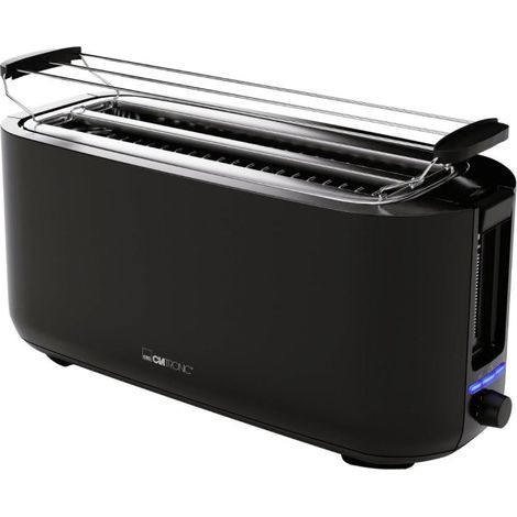 Grille-pain 2 fentes 1400W noir – Boîtier cool touch – Fonction décongélation et réchauffage – Arrêt automatique et tiroir à miettes – Clatronic (1/5)