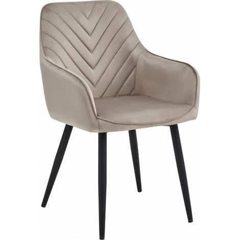 Sedia Nana in velluto beige scuro con gambe in metallo nero (1/5)