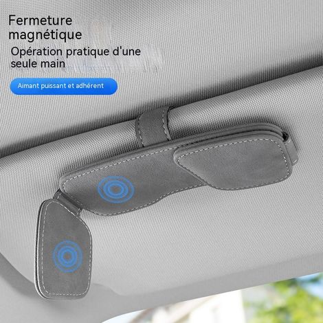Porte‑lunettes pour pare‑soleil voiture, support multifonction pour cartes et tickets, rangement pare‑soleil, installation sans dégradation pour véhicule (1/4)