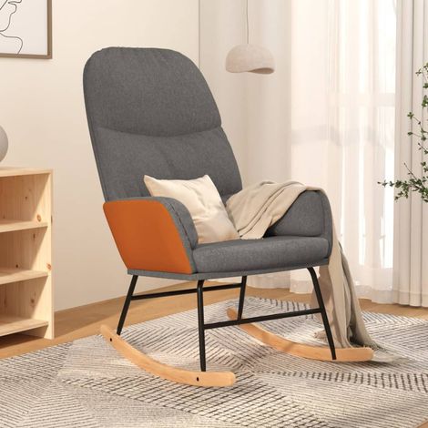 Chaise à bascule Fauteuil berçant - Chaise de salon Gris clair Tissu BonneVie-40454 (1/5)