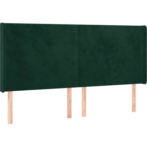 Testiera Testata del letto ad Orecchio Verde Scuro 183x16x118/128 cm in Velluto (1/5)