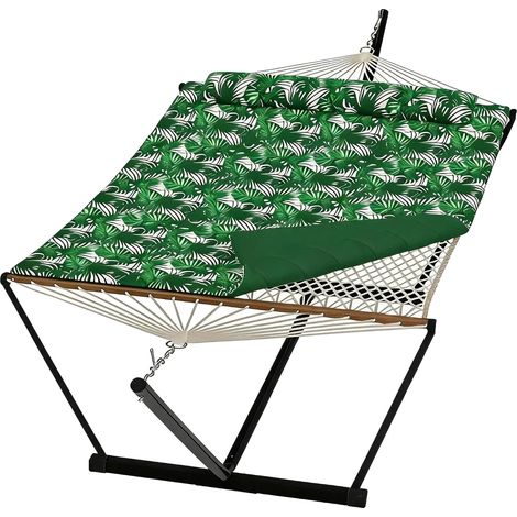 Hamac, Support en Acier Haute Résistance, Caractéristiques Réglables, Vert (1/2)
