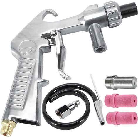 Sand Blaster Kit Convenient Feed Blast Spray Gun with Nozzles Tip Abrasive Tool (1/5)