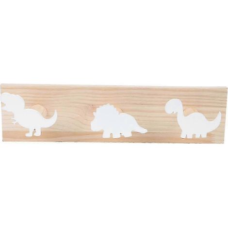 Patère murale en bois en forme de dinosaure, porte-manteau multifonctionnel pour la chambre à coucher, 40 x 10 cm, blanc (1/4)