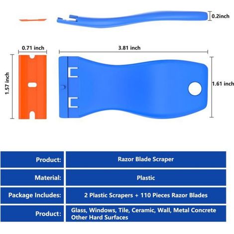 Lot de 2 outils de grattoir en plastique avec 110 grattoirs en plastique pour enlever les autocollants, la colle, les décalcomanies (1/5)