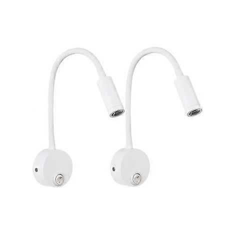 2 LED-Leselampen zur Wandmontage, silberfarbenes Aluminium, Schreibtischlampe mit warmweißem Licht und Augenschutz, Nachttischlampe mit Schalter