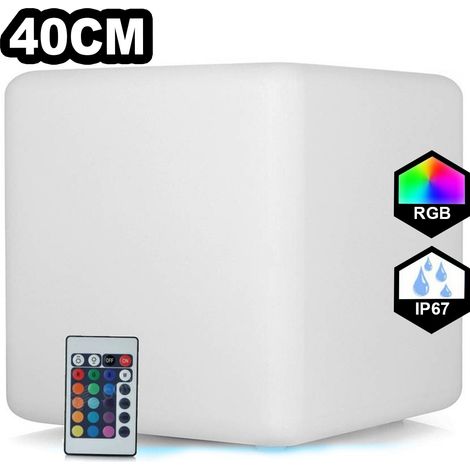 Cube LED Lumineux Multicolore 40CM Rechargeable Sans Fil