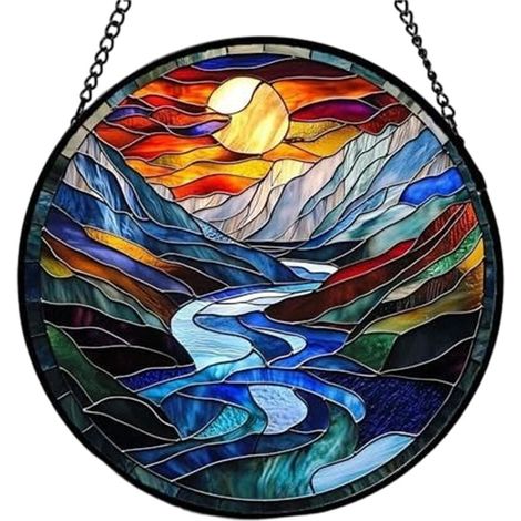 Adornos colgantes para ventanas con un adorno de petirrojo azul.