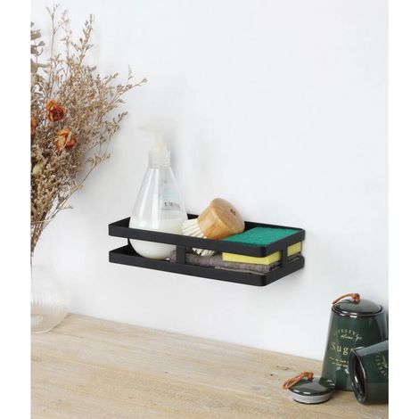 8x Metall-Wandregal schwarz 25x12cm Küchenregal Hängeregal Badablage Metallregal Ablage Wandkorb (1/4)