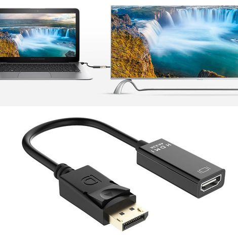 Adaptateur DisplayPort mâle vers HDMI femelle, câble convertisseur unidirectionnel, transmission 1080P, compatible écran, connexion vidéo, sans fil, qualité HD. (1/5)