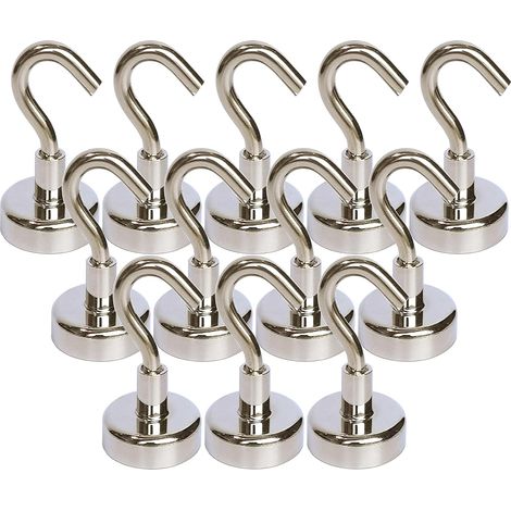 12 Pieces Magnetic Hook 9kg Strength Strong Magnets Neodymium Magnetic for doors, cabinets, ceilings, fittings, industrial fittings (1/5)